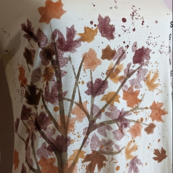 Cream Fall Leaves and Bicycle Long Sleeve Graphic Tee - Picture 2 of 7